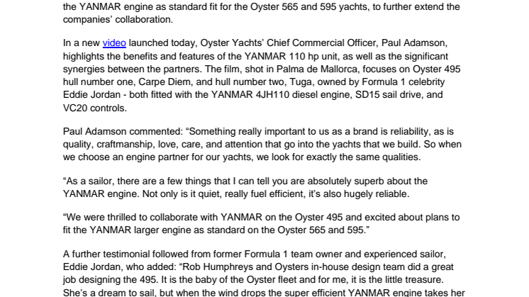 8 Dec 2022 - Video Launch - Oyster Selects YANMAR Solution for Larger Yachts in Strengthened Partnership.pdf