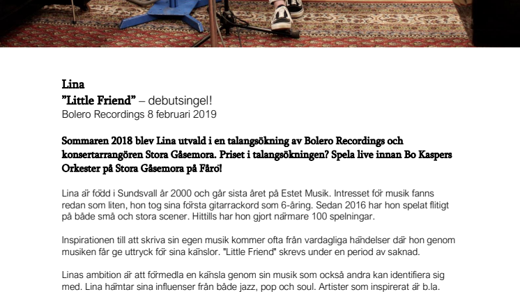 Linas prestigefyllda första-uppdrag: öppnade för Bo Kaspers Orkester - på fredag släpper hon debutsingeln!