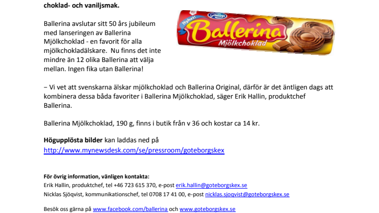 Ballerina – nu äntligen med mjölkchokladfyllning