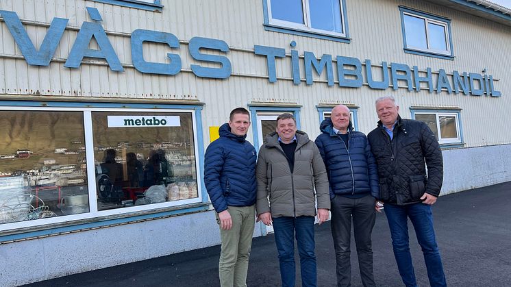 Økonomidirektør Júst í Túni Vang, direktør for Bygma Baslev Sjúrður Olsen, direktør Helgi Kristiansen, leder af Bygma Suðuroy og Peter Schepler, Regionsdirektør for Bygmas Region Nord