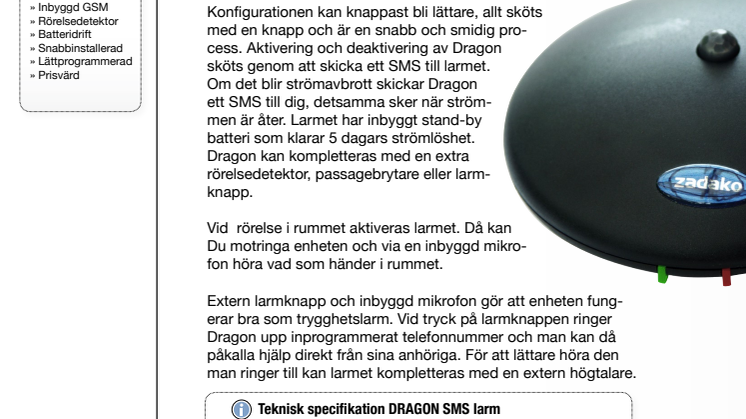Dragon SMS larm