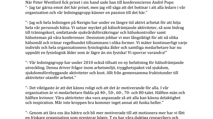 VD på Navigio Rekrytering & Ledarskap är årets hälsosamma chef 2011