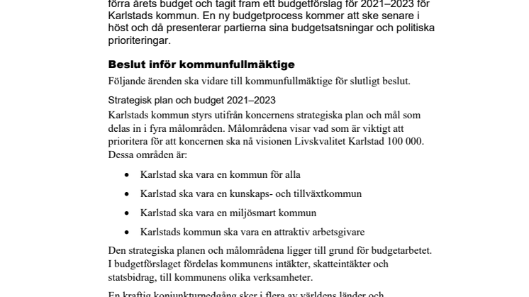 Kommunstyrelsen i korthet den 2 juni