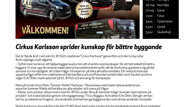 ​Cirkus Karlsson sprider kunskap för bättre byggande våren 2015