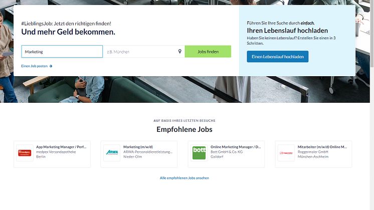 Klar strukturiertes Design mit neuem JobScout24 Logo