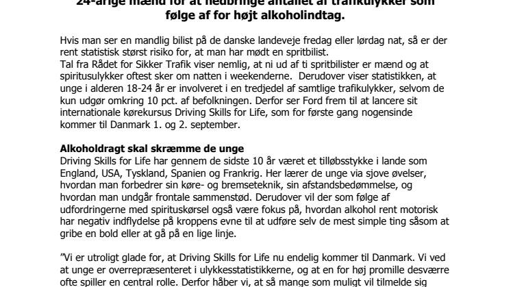 Fords kørekursus skal nedbringe antallet af mandlige spritbilister