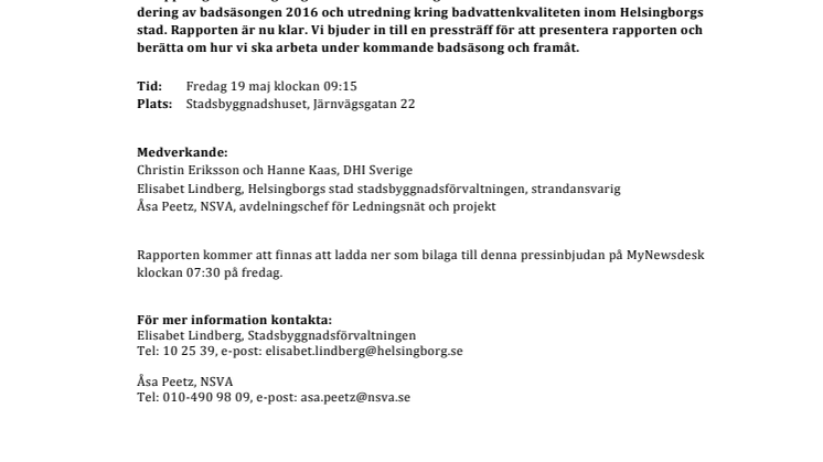 ​Pressträff om badvatten i Helsingborgs stad