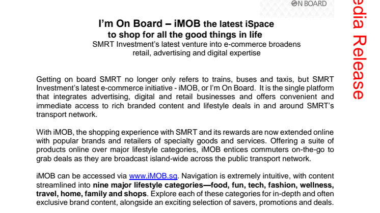 I’m On Board – iMOB the latest iSpace  to shop for all the good things in life