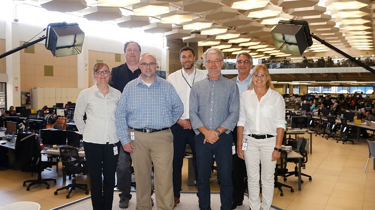Från vänster tillhöger: Ann Lovuolo, SCS Layout-8000 Utbildning & Support  Marcus Agehall, Pre-sales och utveckling, Roxen Martin McDonald, FotoWare Produktchef Pedro Abreau, VD Grupo Nación Ståle Bjerke, TikkTakk Jorge Mejía, Affärsutvecklingsdirekt