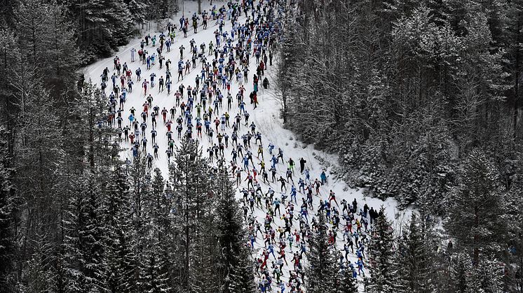 Vasaloppet 5 mars 2017 första backen från ovan