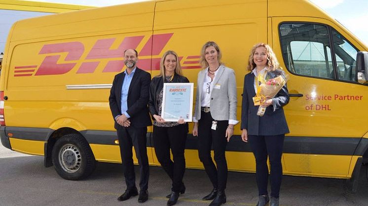Fr.v. Terje Aarbog, Adm.Dir. DHL Express, Kjersti Laumann, HR Business partner DHL Express, Anne Vibeke Hellandsjø, organisasjons- og personaldirektør i Skedsmo kommune, Liv Marit Stern, Head of HR DHL Express. 