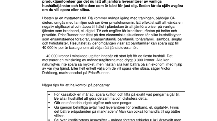 Slösa blir Spara med ny tjänst på webben