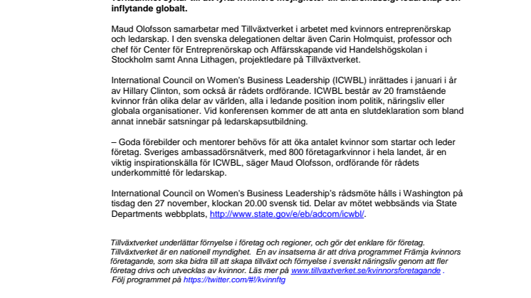 Maud Olofsson möter Hillary Clinton om kvinnors ledarskap