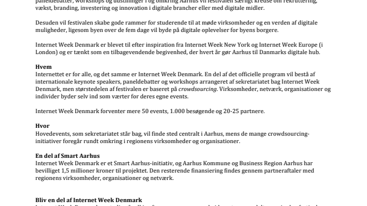 Fakta om Internet Week Denmark