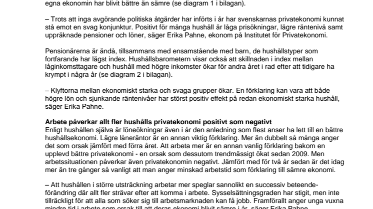 Positiv bild av privatekonomin, men klyftorna ökar