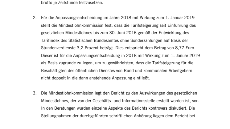 Mindestlohn-Kommission beschließt neuen Mindestlohn ab 01.01.2017