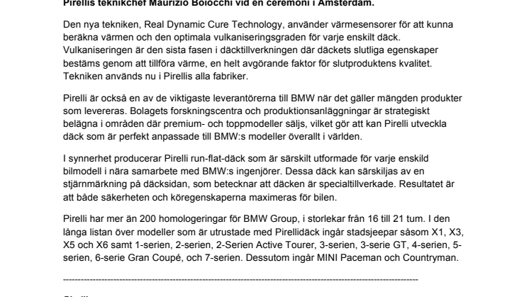 Pirelli vinner BMW:s innovationspris