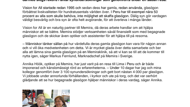 Nytt liv för gamla glasögon - rekord när 4 000 glasögon delades ut.