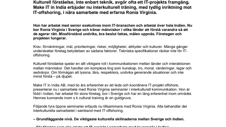 Ny utbildning inom Cultural Training för IT-offshoring 