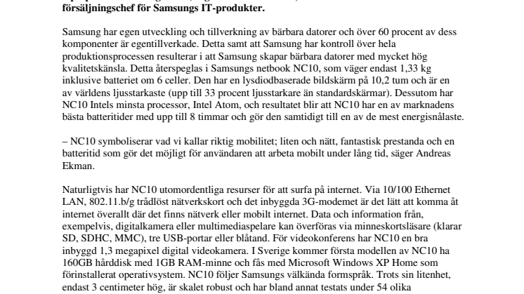 Samsung lanserar netbook