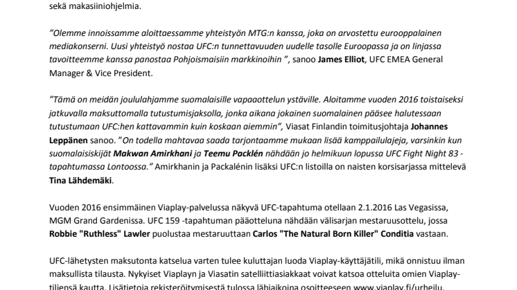 Vapaaottelun UFC Viaplaylle – ottelut katsottavissa ilmaiseksi 