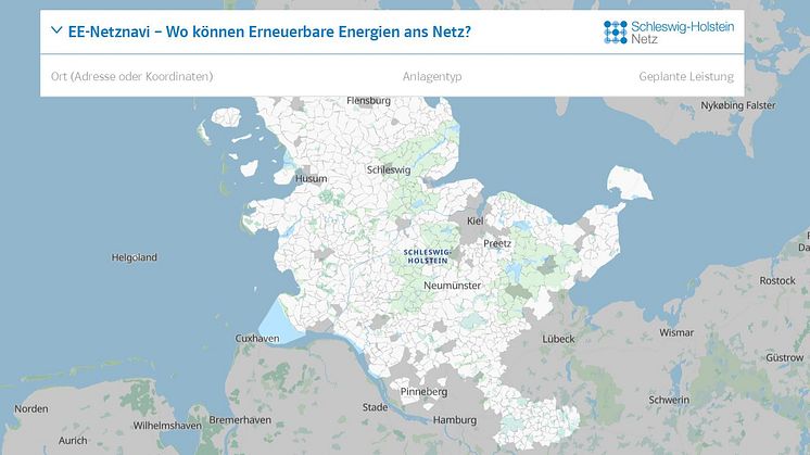 Abb.1: Eingabe der wichtigsten Parameter für das Anschlussgesuch
