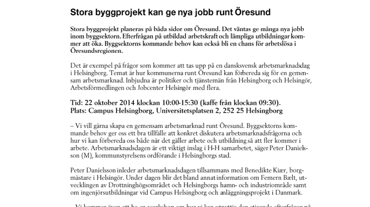 Stora byggprojekt kan ge nya jobb runt Öresund 