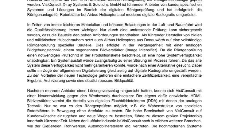 Airbus Helicopters: Modernisierung der Qualitätssicherung durch digitales Röntgen