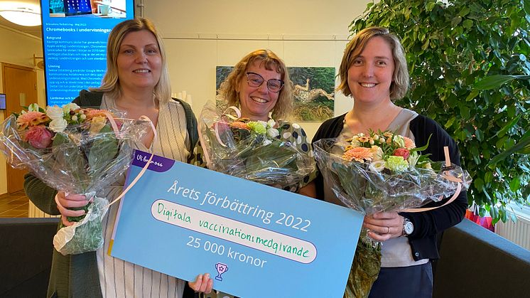 Christina Fåhraeus, Henny Lind och Lina Rudin. Årets förbättring i Kävlinge kommun 2022. 