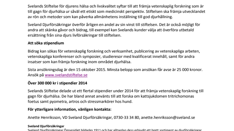 Sök stipendium till forskning om djurhälsa