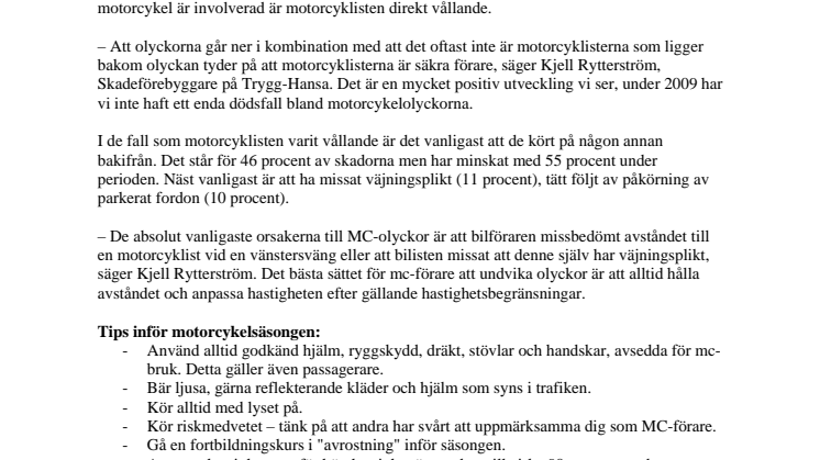 MC-olyckorna har minskat med 47 procent