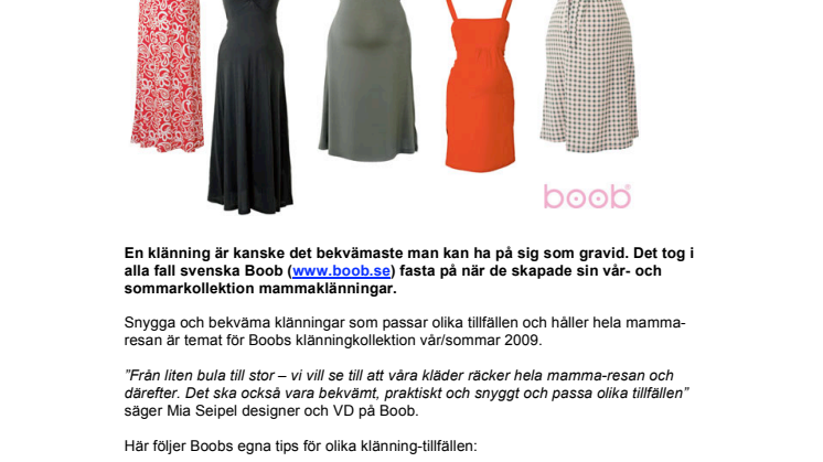 Boob tipsar om mammaklänningar för alla tillfällen. 