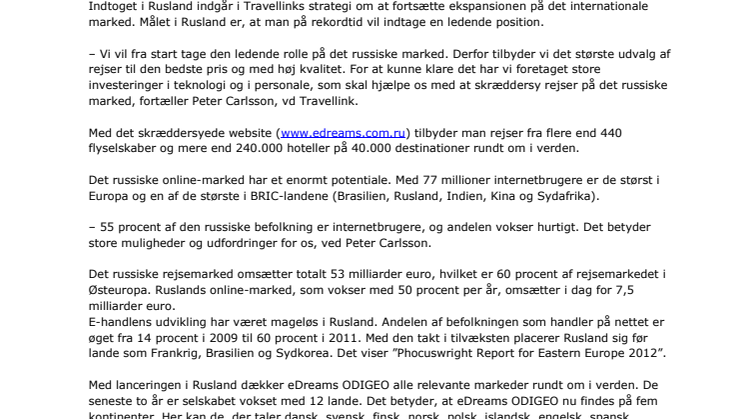 Travellink tager skridtet ind i Rusland