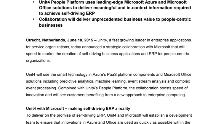 Unit4 och Microsoft utvecklar framtidens ERP