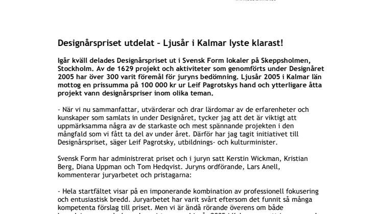 Designårspriset utdelat – Ljusår i Kalmar lyste klarast!