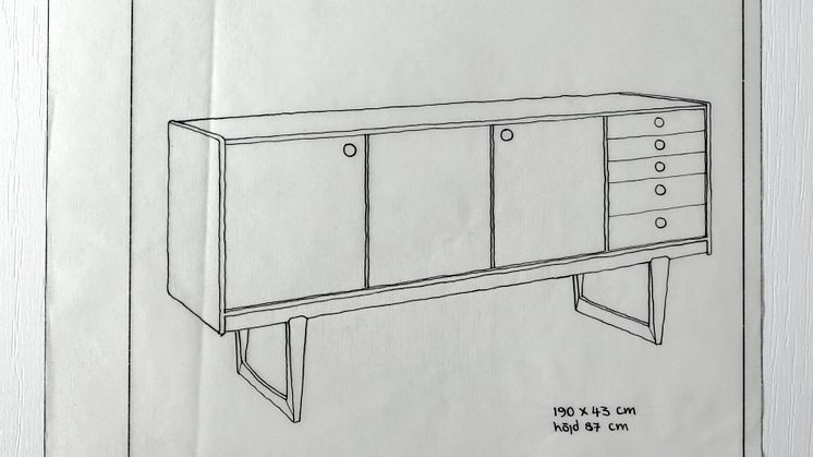 NK skiss sideboard modell Tokyo Nordiska museet