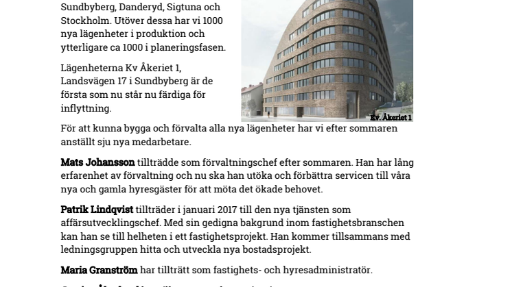Wåhlin nyanställer för att möta efterfrågan av hyresrätter