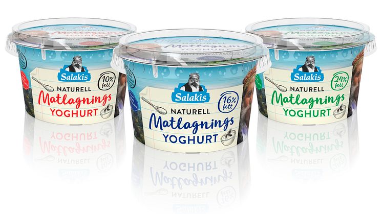 Den unika förpackningen för Salakis Matlagningsyoghurt består till störst del av kartong från nordiska träd och går att återvinna helt som papper. 