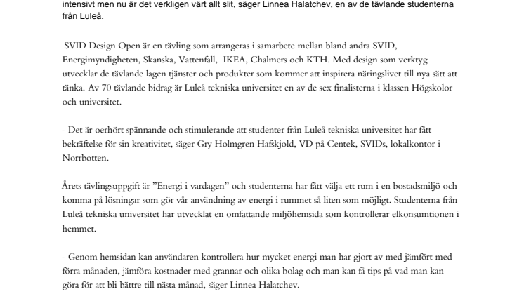 LTU i Sveriges största designtävling