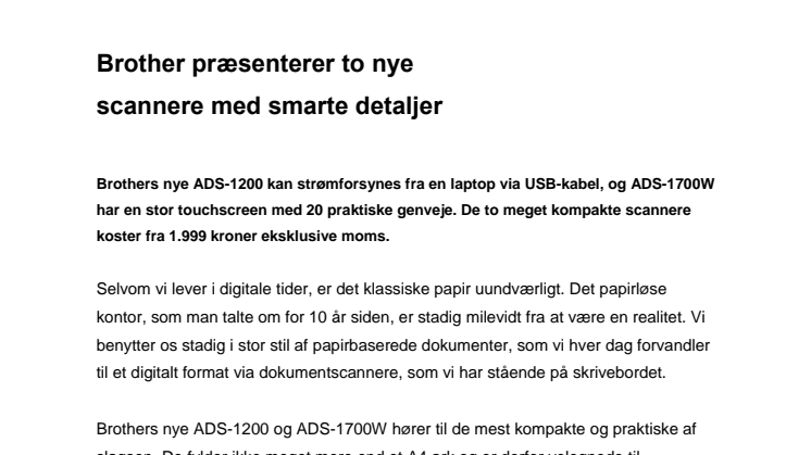 Brother præsenterer to nye scannere med smarte detaljer