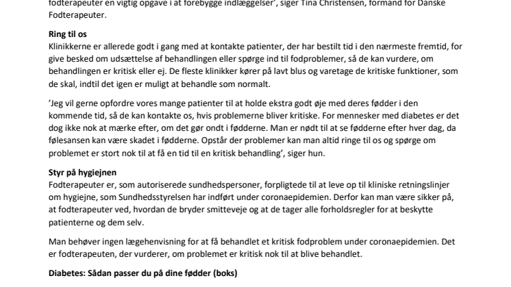 Fodterapeuter har døren på klem under covid-19