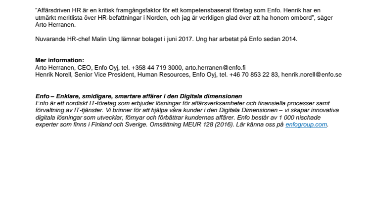    Henrik Norell blir HR-chef för Enfo 