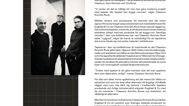 CLAESSON KOIVISTO RUNE for Engblad & Co. 