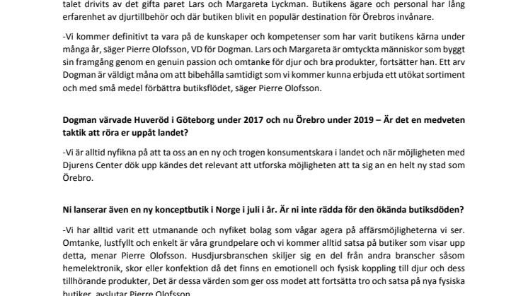 Dogman köper Djurens Center – Örebros största husdjursbutik 
