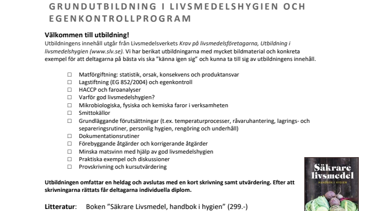 Grundläggande utbildning i livsmedelshygien 