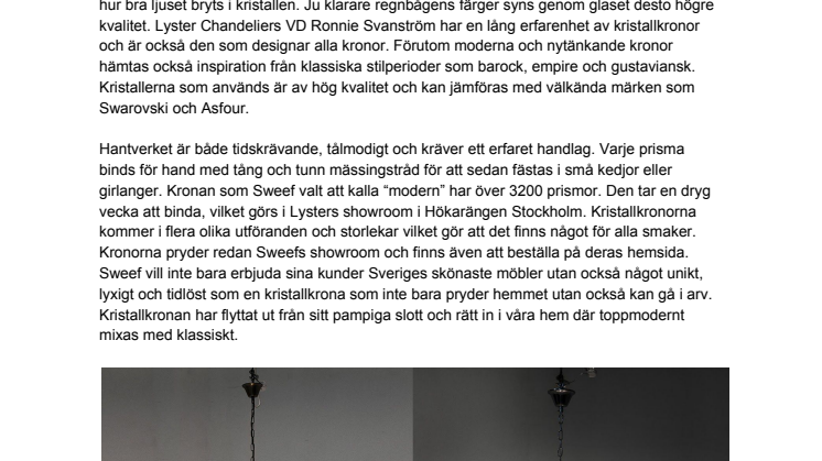 Kristallkronan lämnar slottssalen