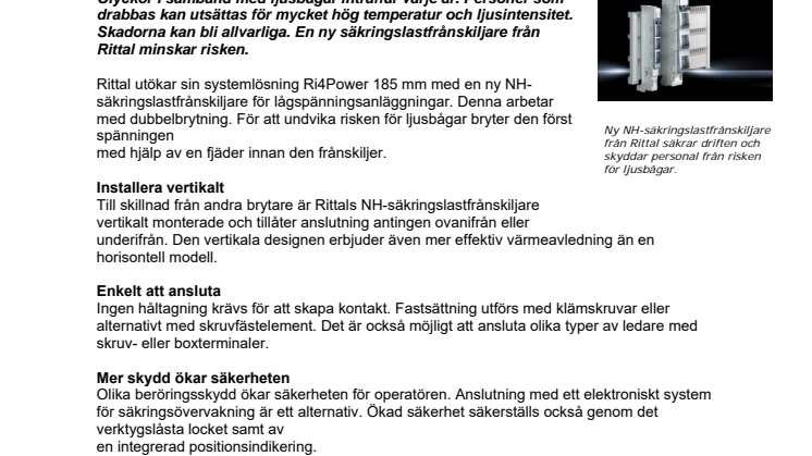 Ny säkringslastfrånskiljare förebygger ljusbågar