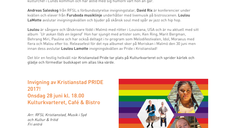 Invigning av Kristianstad Pride 2017 på Kulturkvarteret!
