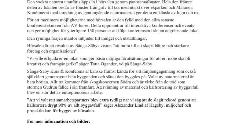 Ny hörsal i spännande arkitektur och sjöutsikt