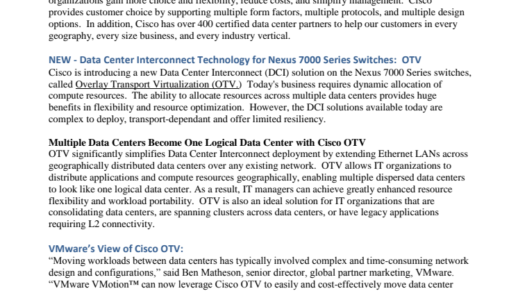 Faktablad om Datacenter 3.0 och OTV